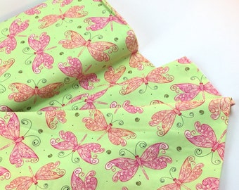 SALE ~ By the Yard ~ Dragonfly Green Fabric ~   from Quilting Treasures, 100% Cotton Quilting Fabric