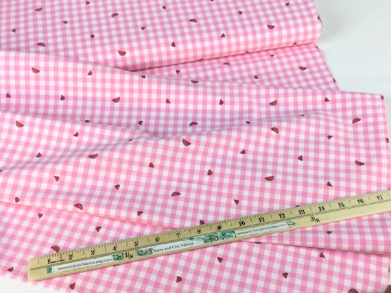 Watermelon Candy Pink/White Gingham, 100% Cotton Fabric ~ Carolina Shore Prints Collection from Robert Kaufman