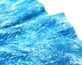 Clear Ocean Water by the Beach Blue/White Color, 100% Quilting Cotton Fabric ~ Beach Day Collection for Timeless Treasures Fabrics