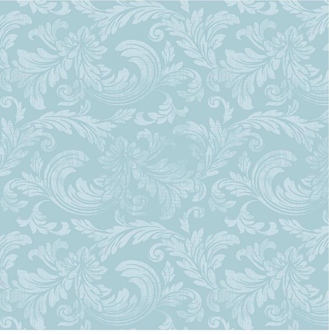 Tonal Acanthus Leaves 3 Colors: Sky/blue/cream Fabric, 100% Digital ...