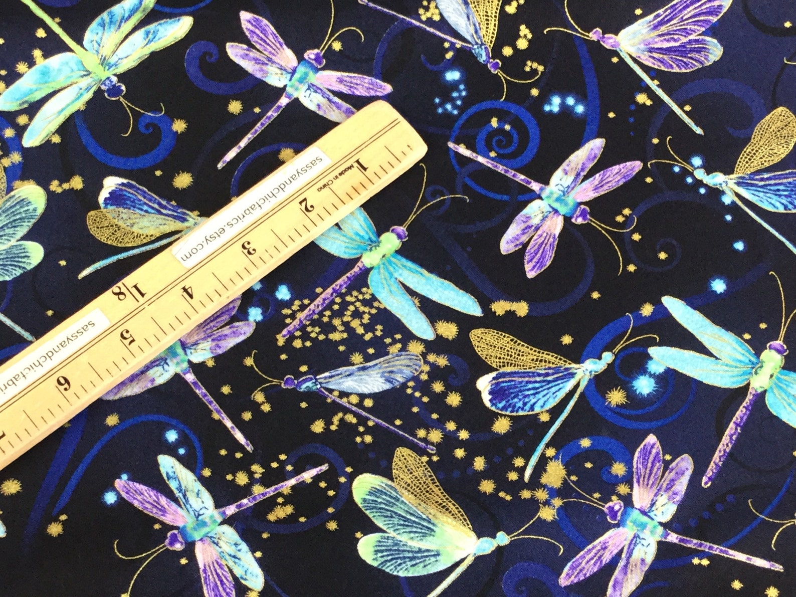 Dancing Dragonflies Navy Fabric Dragonfly Dance Collection Etsy