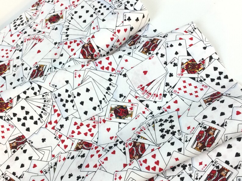 Fun Playing Cards White Fabric Show Me the Money Collection for Timeless Treasures Collection, 100% Quilting Cotton image 1