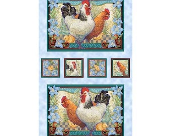 Country Rooster 24" Panel ~ Country Roosters Collection by David Galchutt for QT Fabrics, 100% Quilting Cotton