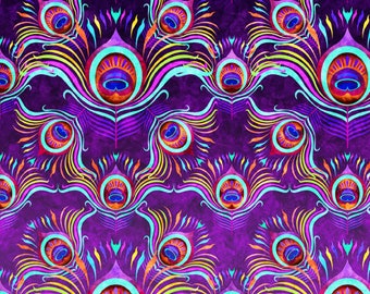 9 Dollars/ Yard SALE ~ Peacock Ombre Damask 2 Colors: Violet or Orange, 100% Cotton Fabric ~ Eclectica Collection by Dan Morris, QT Fabrics