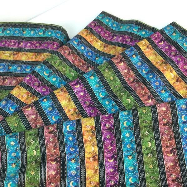 6 Dollars/ Yard SALE~ Celestial Stripe Multi Fabric ~ Moonshadow Collection from Dan Morris for QT Fabrics, 100% Quilting Cotton