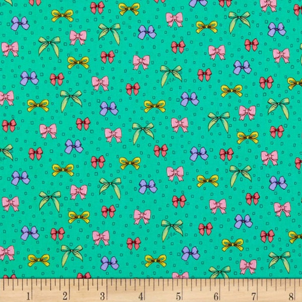 9 Dollars/Yard SALE~ Amour De Fleur Bows Jade Fabric ~ from Ink & Arrow for Quilting Treasures, 100% Quilting Cotton Fabric