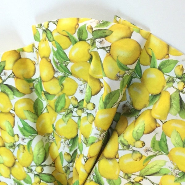 Lemons Fresh White Fabric ~ by Mary Lake Thompson from Down on the Farm Collection for Robert Kaufman,  100% Cotton Fabric