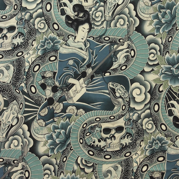 Zen Charmer Tea/Indigo Color ~ Nicole's Prints Collection from Alexander Henry, 100% Quilting Cotton Fabric