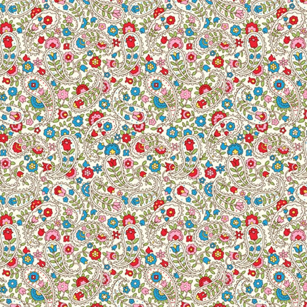 By the Yard ~ Mini Paisley Cream Fabric ~ Rose Terrace Collection from QT Fabrics, 100% Quilting Cotton Fabric