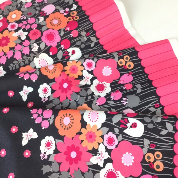 Flutterby Double Border Charcoal Fabric ~ from Michael Miller Fabrics, 100% Quilting Cotton