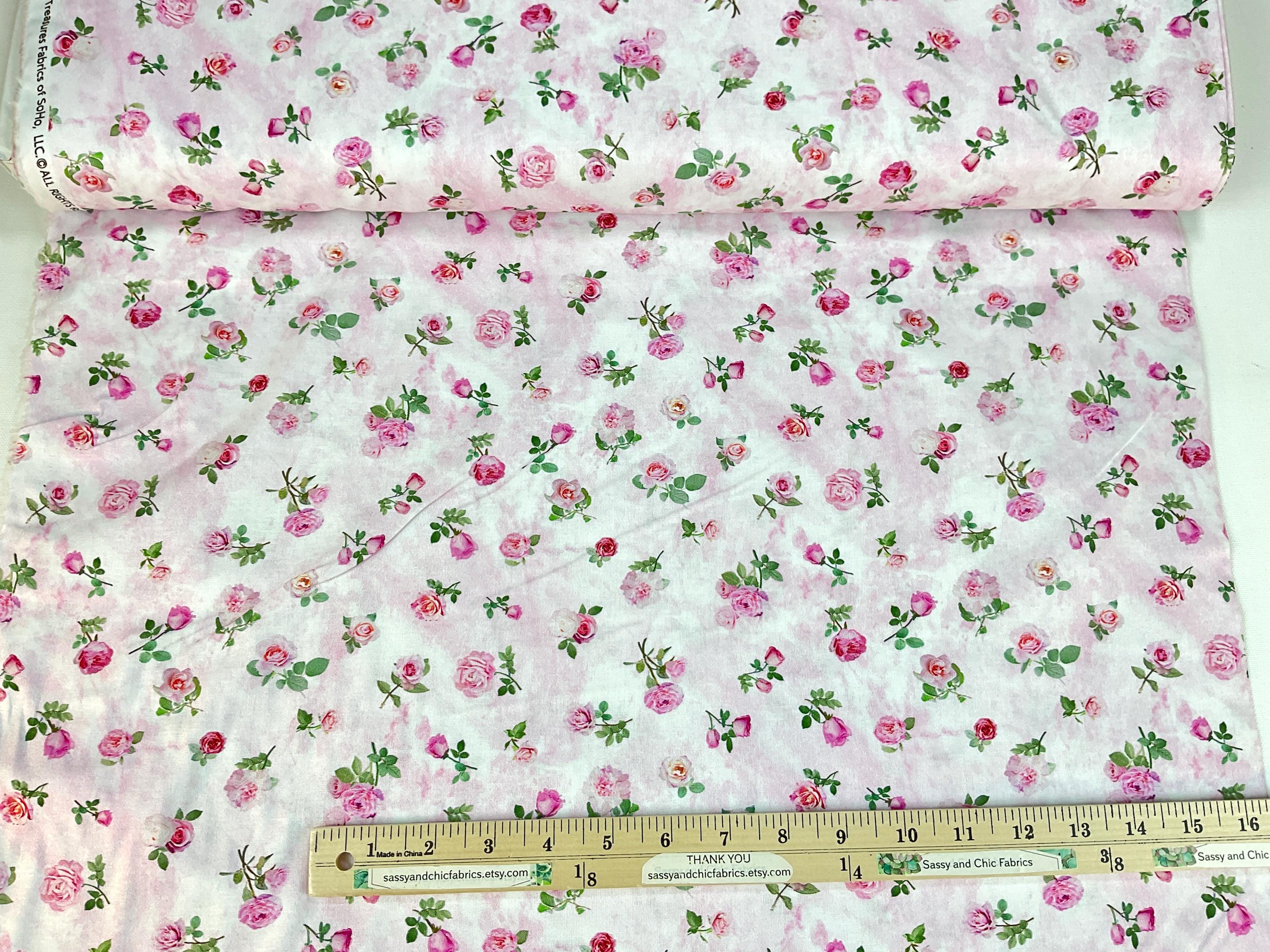 Tossed Roses Pink Color, 100% Cotton Fabric ~ Bellerose Collection From ...