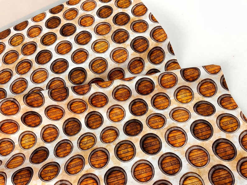 Wine Barrels on Ecru Background, 100% Quilting Cotton Fabric ~ A Little ...