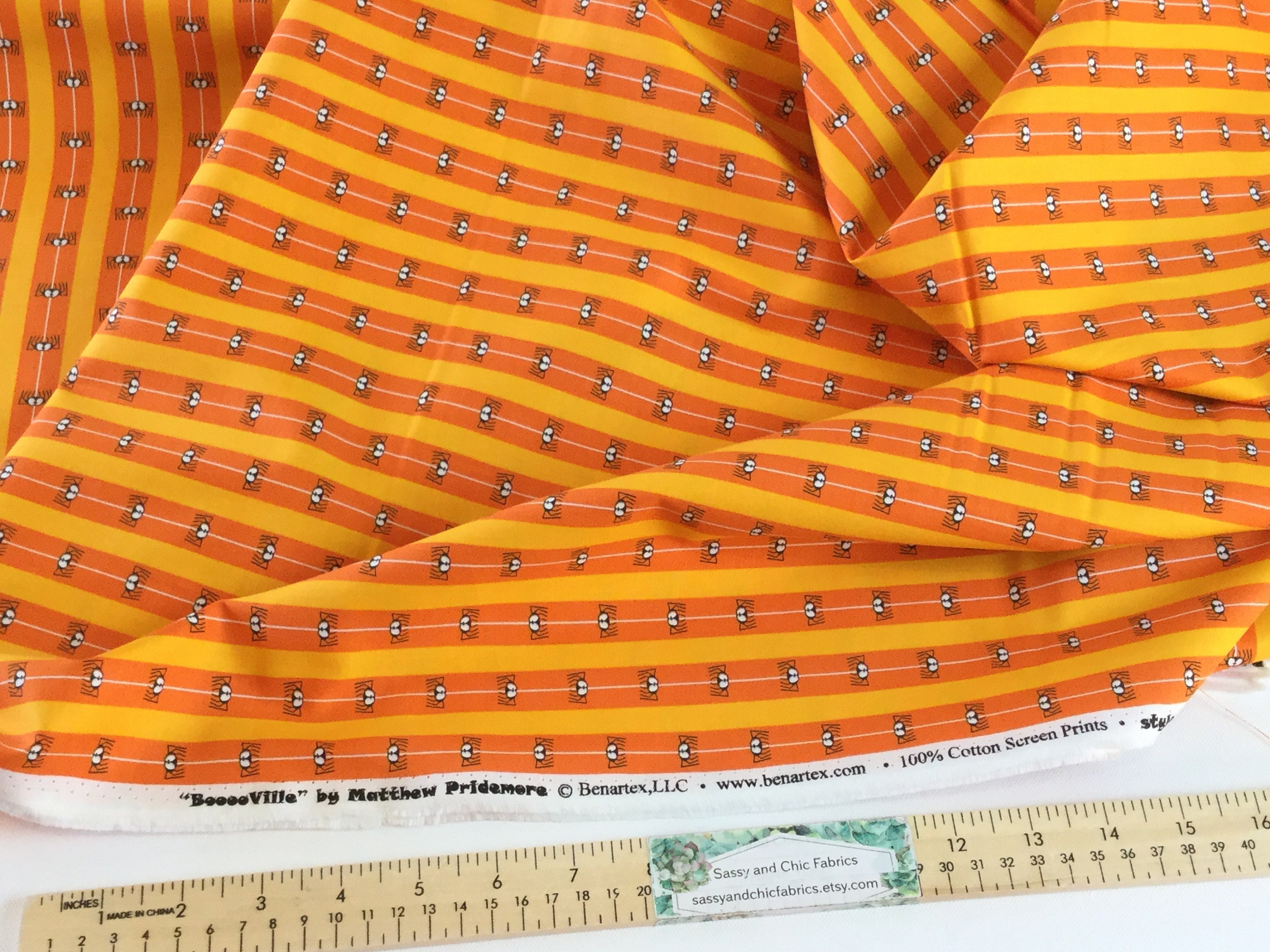 Spider Silk Orange Fabric Booooville Halloween Collection Etsy