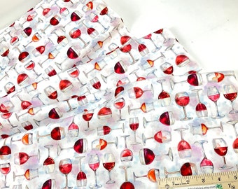 Wine Glasses 100% Cotton Fabric ~ Wine Club Collection by Elena Vladykina for Robert Kaufman