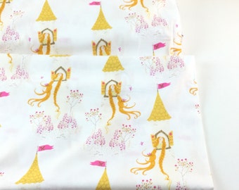 Far Far Away Rapunzel White Fabric  ~ designed by Heather Ross for Windham Fabrics  ~ 100% LIGHTWEIGHT Quilting Cotton Fabric