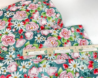 Strawberry Season Slate Background, 100% Quilting Cotton Fabric ~ by Briar Hill Designs from Wishwell: Strawberry Season from Robert Kaufman
