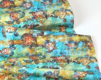 Sea Turtles Multi Fabric ~ Oceana Collection by Dan Morris for Quilting Treasures, 100% Cotton Quilting Fabric