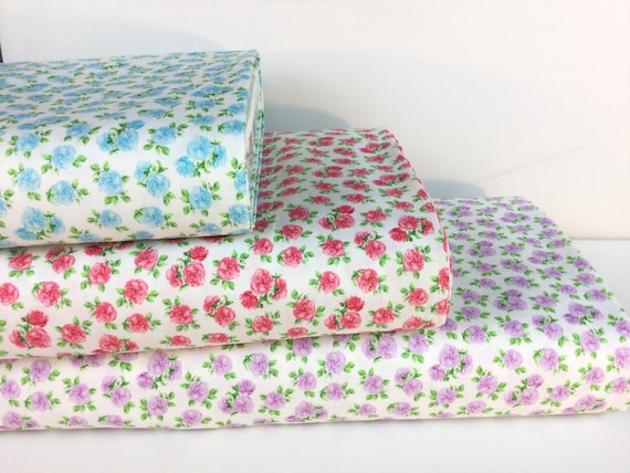 8 Dollars/Yard SALE ~ Mini Roses Morning Glory/ Rose/ Lilac Cotton Fabric ~ Love Letters Collection by Shannon Christensen, Windham Fabrics