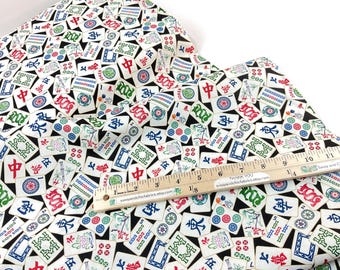 Mahjong Black Background, 100% Cotton Fabric ~ Mahjong Collection from Timeless Treasures Fabrics