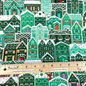 Gingerbread Houses 3 Colors: Cherry / Mint / Gingerbread Fabric Tinsel Town Collection from Wishwell, Robert Kaufman Fabrics, 100% Cotton image 3