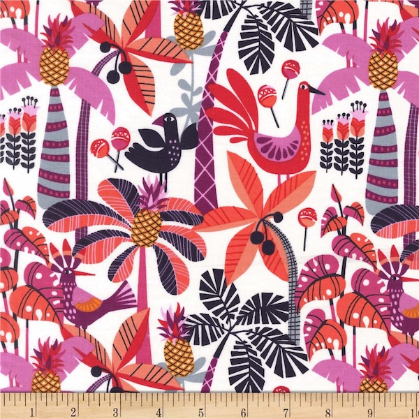 9 Dollars/Yard ~ Shake Your Tailfeather Tropical Fabric ~ from Michael Miller Fabrics, 100% Quilting Cotton