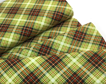 Harvest Plaid Green Fabric ~  Pumpkin Harvest Collection by Color Principle for Henry Glass, 100% Cotton