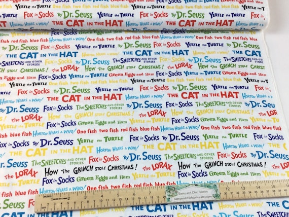 ROBERT KAUFMAN DR COLORFUL WORDS ON WHITE SEUSS -ADE 10789-203