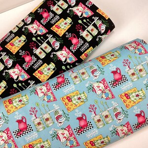 Baking Accessories Black or Blue Fabric ~ Let's Bake Collection by Ronnie Thomas for StudioE Fabrics, 100% Quilting Cotton