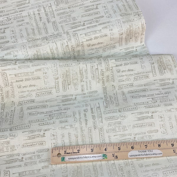 1 yard left~ Words of Truth Antique Cream Background, 100% Quilting Cotton Fabric ~ Be the Light Collection from Benartex Studio Fabrics