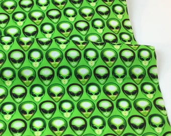 Alien Heads Onyx or Acid Lime Color Fabrics ~ Area 51 Collection for Robert Kaufman Fabrics, 100% Cotton