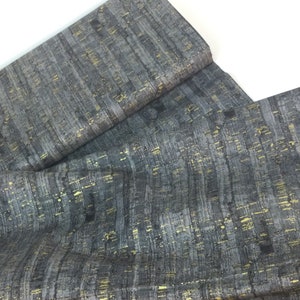 35”by44” Remnant Uncorked Charcoal Color, 100% Cotton Fabric with Metallic Gold ~ from Windham Fabrics