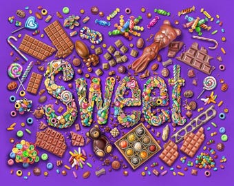 9 Dollars/Panel SALE ~ 35” Assorted Candy Panel Fabric, 100% Cotton Fabric ~ Sweet Collection from Mark Gregory for Michael Miller Fabrics