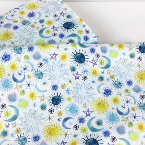 Sun & Moon White Fabric ~ Aquarius Collection by August Wren for Dear Stella Design, 100% Quilting Cotton