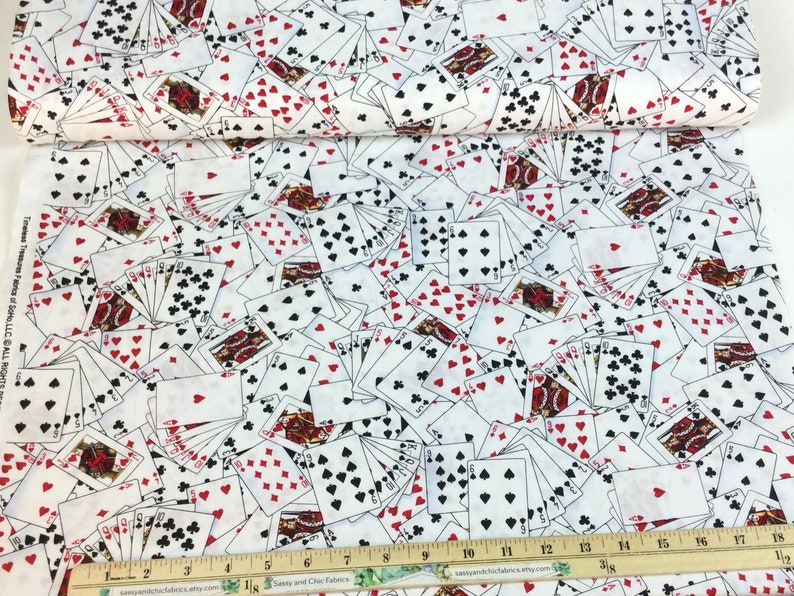 Fun Playing Cards White Fabric Show Me the Money Collection for Timeless Treasures Collection, 100% Quilting Cotton image 3