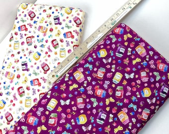 Jam Pots 2 Colors: Cream or Cranberry, 100% Cotton Quilting Fabric ~ in the Garden Collection from Michael Miller Fabrics