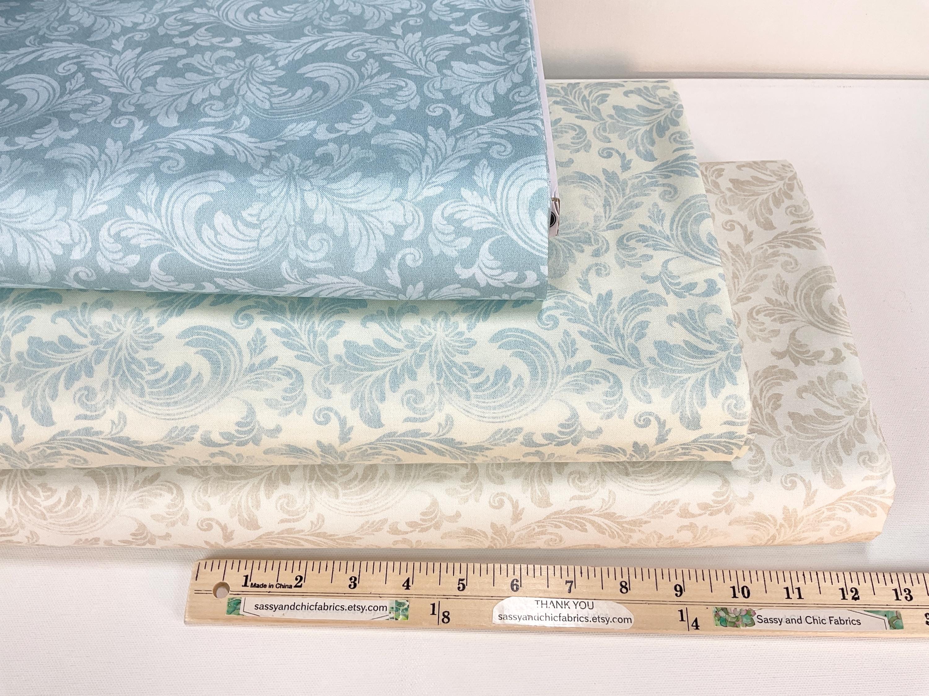 Tonal Acanthus Leaves 3 Colors: Sky/blue/cream Fabric, 100% Digital ...