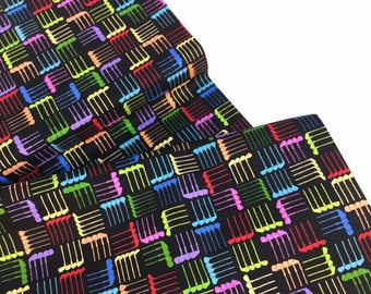 NEW Loralie Designs Golf Happy Club Weave Black fabric 1 yard