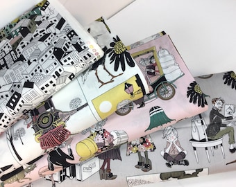 By the 23" Panel ~ A Ghastlie Getaway 4 Colors: Blush/ Natural /Dove /Slate 100% Cotton Fabric ~ A Ghastlie Getaway by Alexander Henry