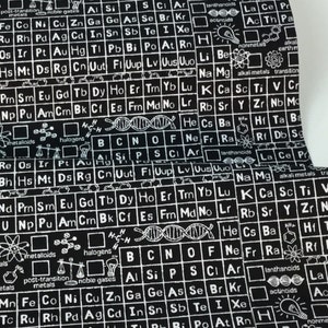 Periodic Table Black Fabric ~ from Math and Science Collection for  Timeless Treasures, 100%  Quilting Cotton Fabric