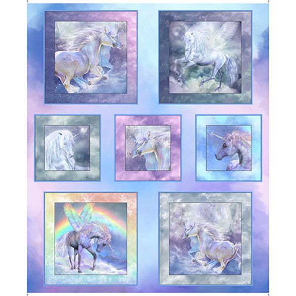 6 Dollars/ Panel SALE ~ 36" Unicorn Mystique Panel ~ Unicorn Mystique Collection by Carol Cavalaris for QT Fabrics