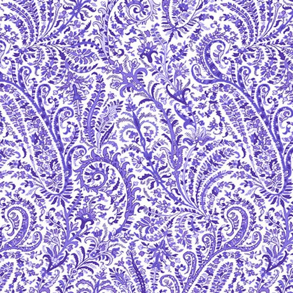 Marianne Paisley Purple Fabric ~ Lavender Fields Collection by Jan Shore for Benartex Fabrics, 100% Quilting Cotton Fabric