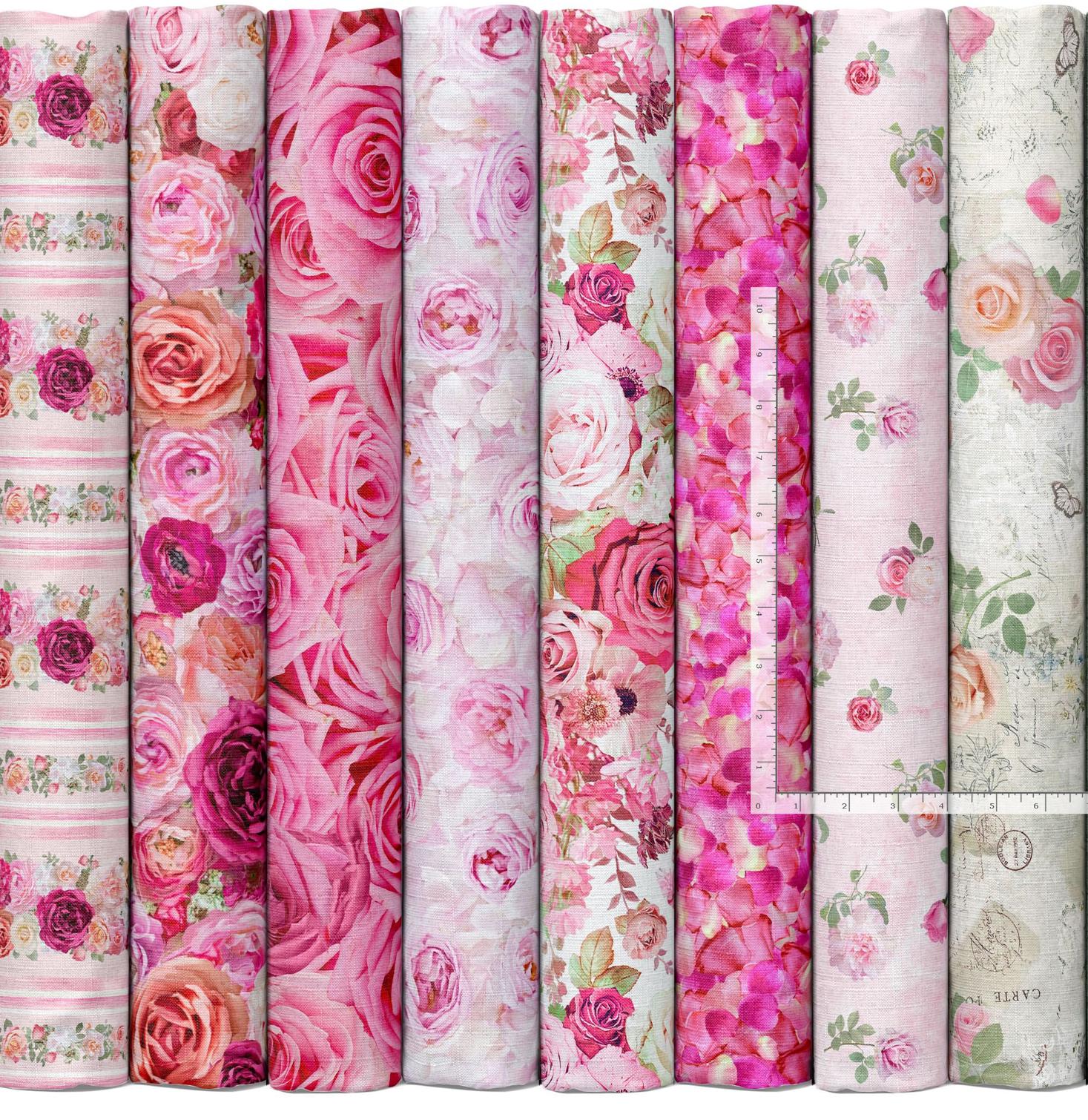 Tossed Roses Pink Color, 100% Cotton Fabric ~ Bellerose Collection From ...