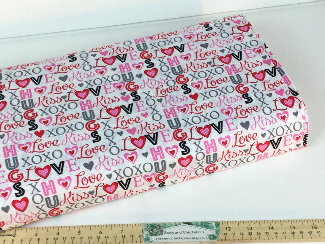 5 Yards 8 Dollars/yard Lovey Dovey Words Pink Fabric Etsy