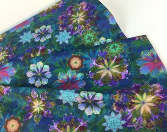 TEAL Color, Venice Florals, VERY LIGHTWEIGHT 100% Cotton Fabric ~ Venice Collection by Christiane Marques for Robert Kaufman Fabric