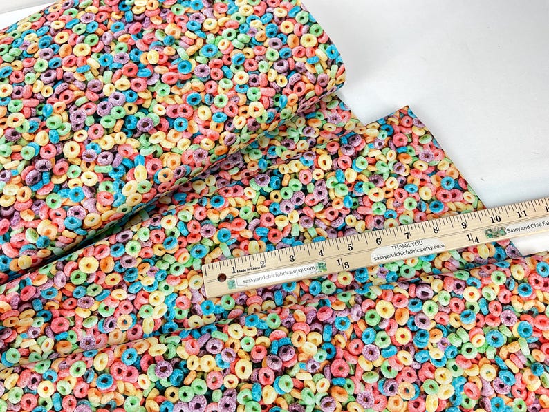 Fruity Cereal Rainbow Color, 100 Cotton Digital Fabric What’s for