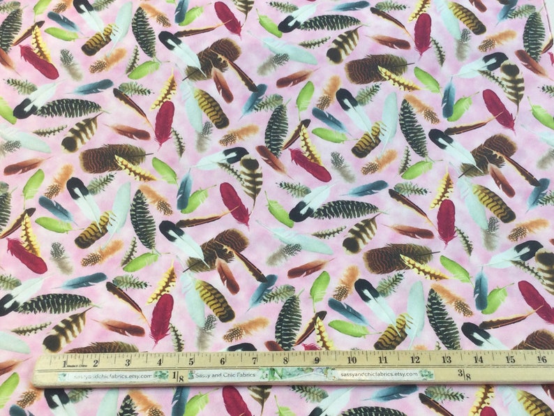 9 Dollars/ Yard SALE Hummingbird Feathers Pink Fabric Hummingbird