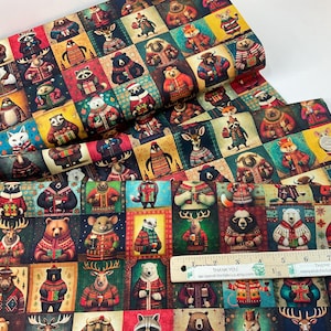 Party Animals Small Patches, 100% Cotton Fabric ~ Christmas Party Animals Collection by Morris Creative Group for QT Fabrics
