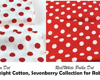 Sevenberry Red/White Polka Dot VERY LIGHTWEIGHT Fabric ~ by Sevenberry Petit Basics Collection for Robert Kaufman, 100% Cotton Fabric