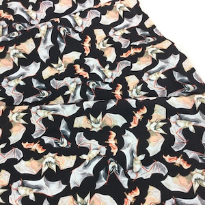 25&quot;by44&quot; Remnant Left~ Bats Graphite Fabric ~ Toil and Trouble Collection by Rae Ritchie for Dear Stella Design, 100% Quilting Cotton