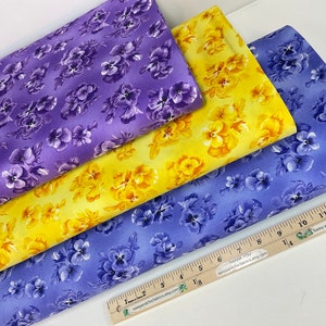 Flowerhouse Tonal Floral 3 Colors: Purple/ Yellow /Blue 100% Quilting Cotton ~ Flowerhouse Brightly So by Debbie Beaves for Robert Kaufman